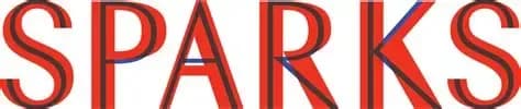 Logo écrit en lettres rouges et graphiques avec des reflets, sur fond blanc.