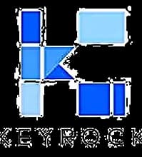 Logo de Keyrock, éléments géométriques bleus sur fond blanc.