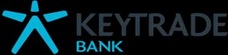 Logo de Keytrade Bank, conçu avec une étoile et des couleurs bleu clair et gris.